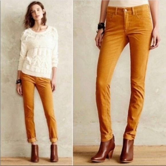 Anthropologie Pilcro & The Letterpress Corduroy Pants, Color Yellow Size 26 - Picture 1 of 15